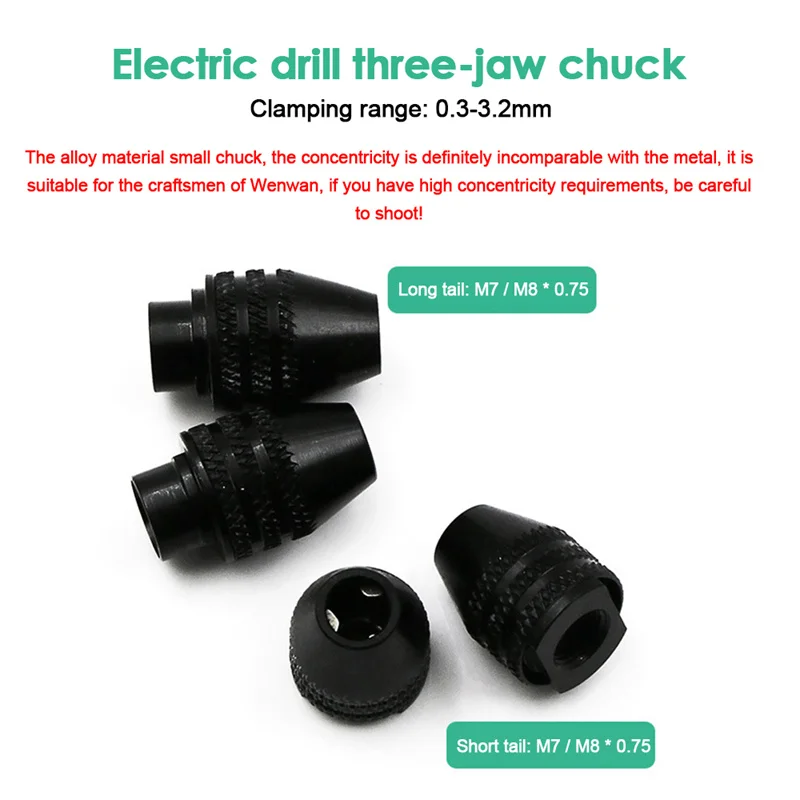 

M8/M7 Mini Three-Jaw Drill Chucks for Dremel Rotary Tool Mini Grinder Drill Chuck 0.3-3.2mm Faster Bit Swaps Dremel Accessory
