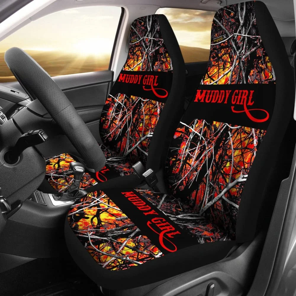 

Red Orange Wildfire Muddy Girl Car Seat Covers 211002,Pack of 2 Universal Front Seat Protective Cover