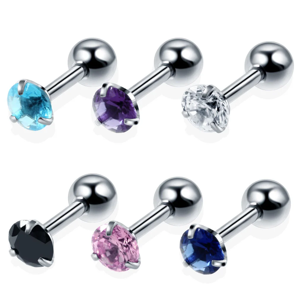 

12-Piece All-match Stainless Steel Stud Earrings Barbell Cartilage Earrings