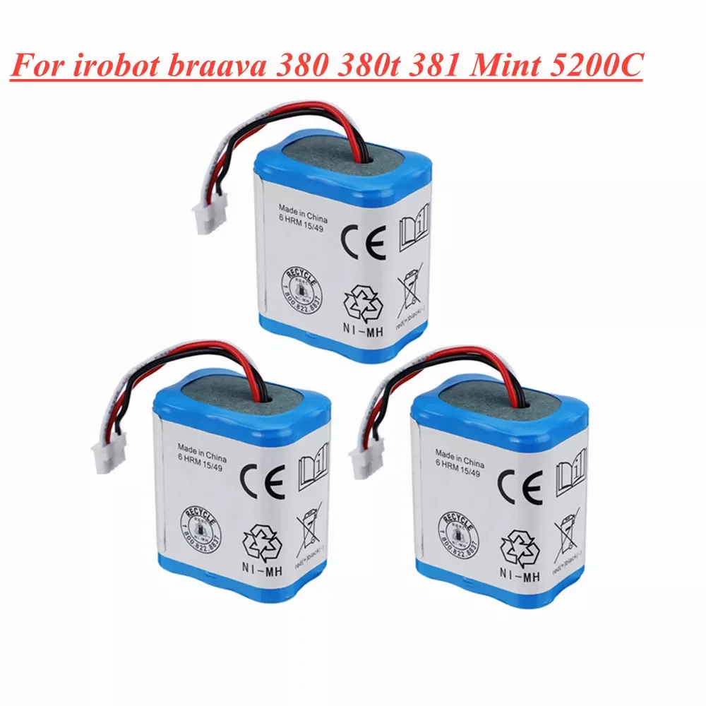 

2023New Original 7.2V 3000mAh 2500mAh Battery for iRobot Roomba Braava 380 380T Mint 5200 5200B 5200c Ni-MH 7.2v Rechargeable ba