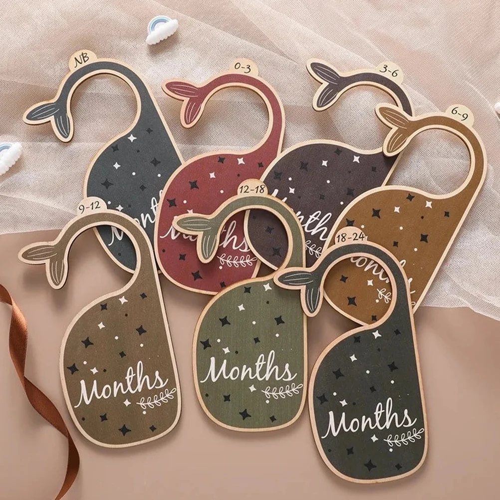 

7 Pcs Whale Wooden Decorative Unique Creative Chic Delicate Elegant Exquisite Cute Baby Hanger Dividers for Wardrobe Clothing