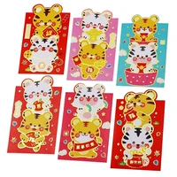 2022 new years new year money envelope year of the tiger cartoon new year money bag 6 red envelopes