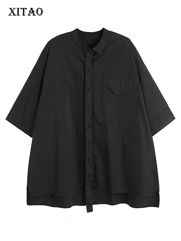 

XITAO однотонная однобортная рубашка для женщин в Корейском стиле; Новое поступление 2022 года; Летняя модная Свободная рубашка с короткими рук...