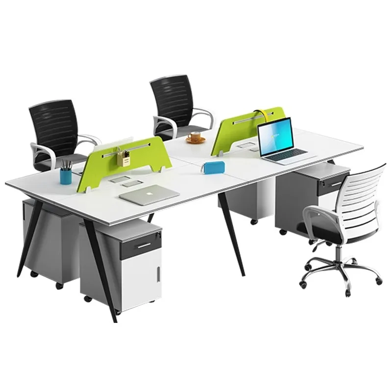 Фото Modulare Einfache Moderne 4-Personen-Bildschirmstation Rosenomöbel Teakholz Staff Finance Desk Für Den Home Office-Einsatz №1