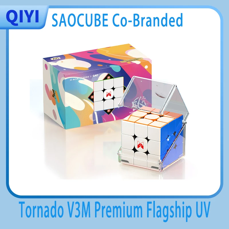 Фото [SaoCube] QiYi X-Man Tornado V3M Премиальный флагманский магнитный скоростной кубик 3x3 с УФ-покрытием, совместная коллекция Qiyi SaoCube, головоломка Tornado №1