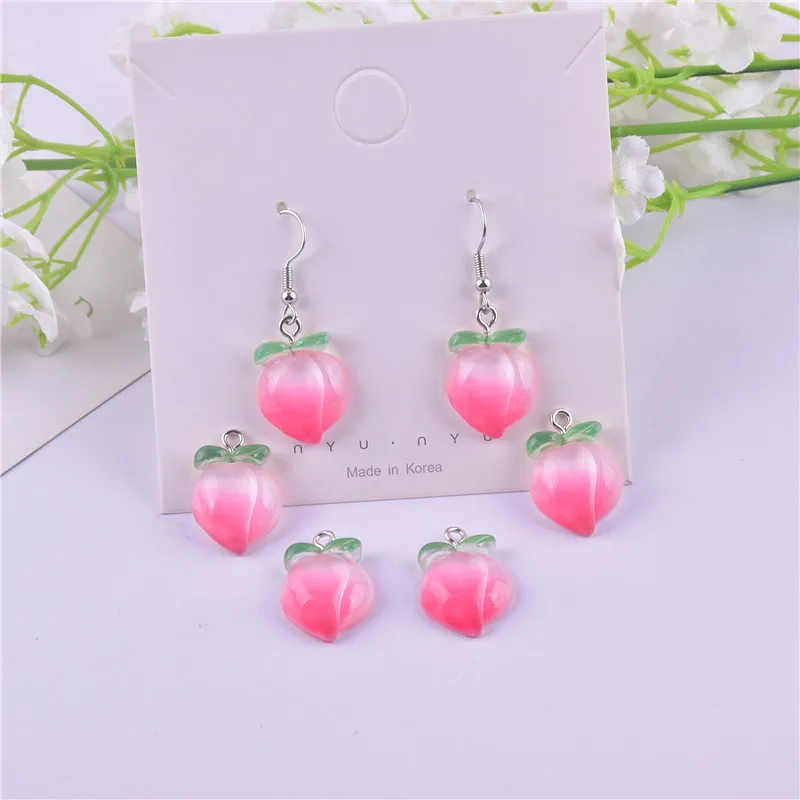 

20pcs/pack Lovely Peach Resin Charms Pendant for Earring Necklace Jewelry Making Craft DIY