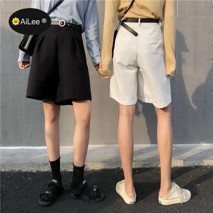 Pockets Cargo Shorts Women Summer Loose Straight Casual ShortPants High Waist Handsome Tide Sports Knee Length Half Long Shorts