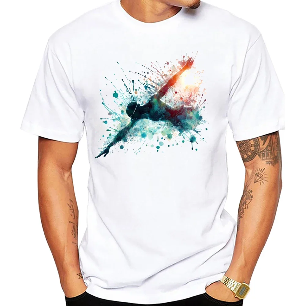 AMEITTE Новая Летняя мужская футболка с коротким рукавом для плавания акварельным