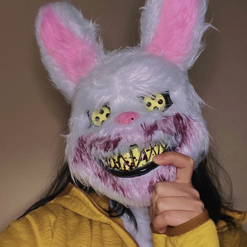 

Halloween Rabbit Cosplay Mask Party Scary Head Cover Halloween Carnival Costume Headgear Props Handmade Dance Masquerade Horror