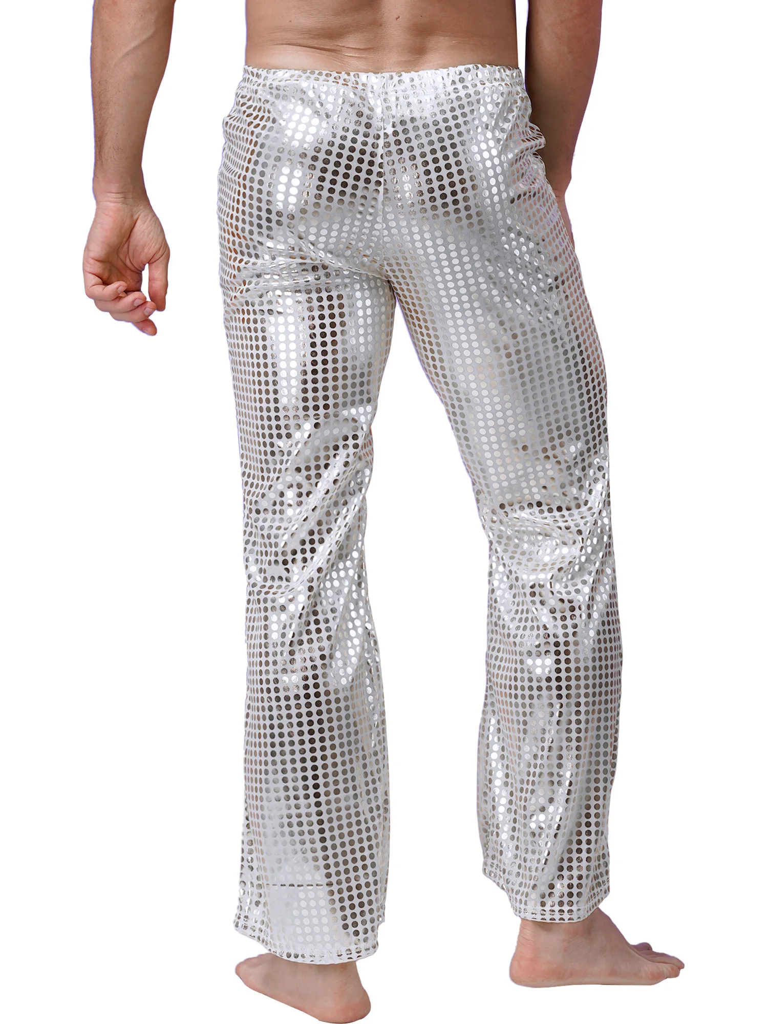 Мужские Блестящие длинные брюки YiZYiF с блестками в стиле 50-х годов костюмы для