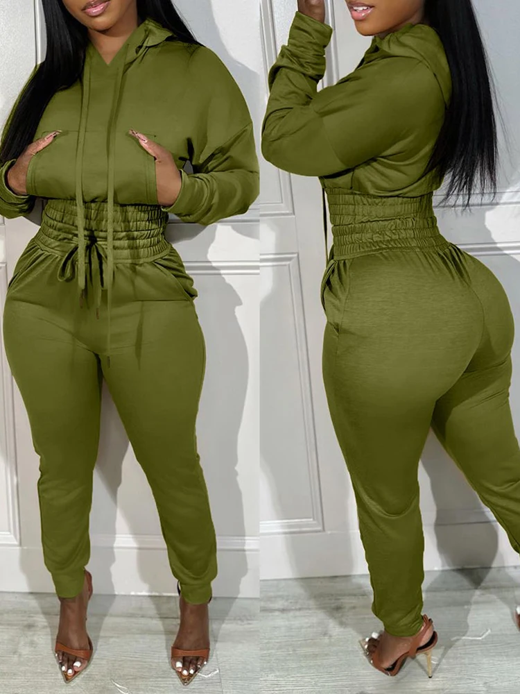 Укороченная Толстовка С Карманами и спортивные брюки с высокой талией