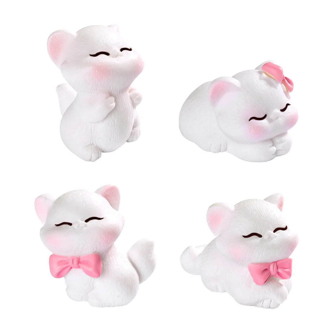 

Миниатюрная фигурка Kawaii, белый кот, котенок, смоляные микропейзажные украшения для дома, декор комнаты, аксессуары «сделай сам»