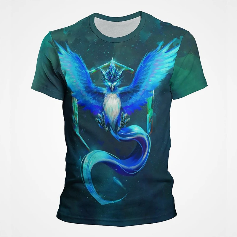Синие футболки с рисунком птицы Феникса Мужская одежда Женская и детская