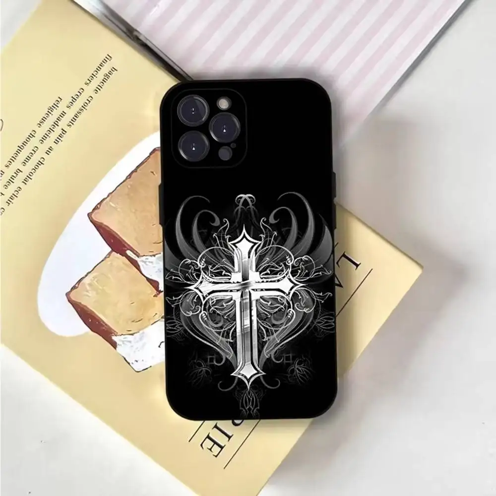 Чехол для телефона Gothic Cross Skull Y2K для iPhone 6,17,16,15,14,13,12,11 Plus,Pro Max,XS,XR,SE,Mini,8,7,мягкий силиконовый черный чехол (art.: 3920d340d4fb2) - 3920d340d4fb2