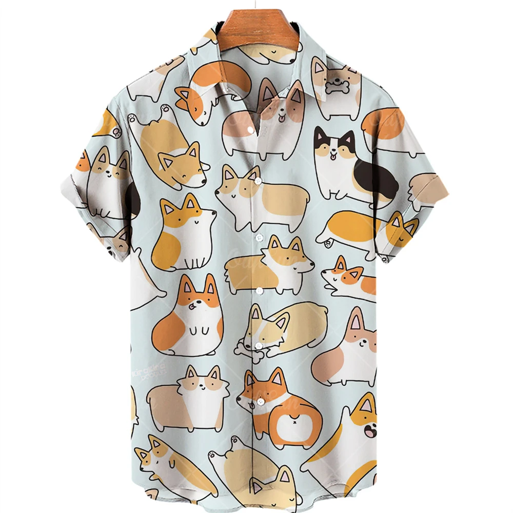 Summer Animal Print Shirt Male Hawaiian Hip-hop Loose Short Sleeved Top Oversized Vintage Clothes Pattern Shirts Casual Blouse