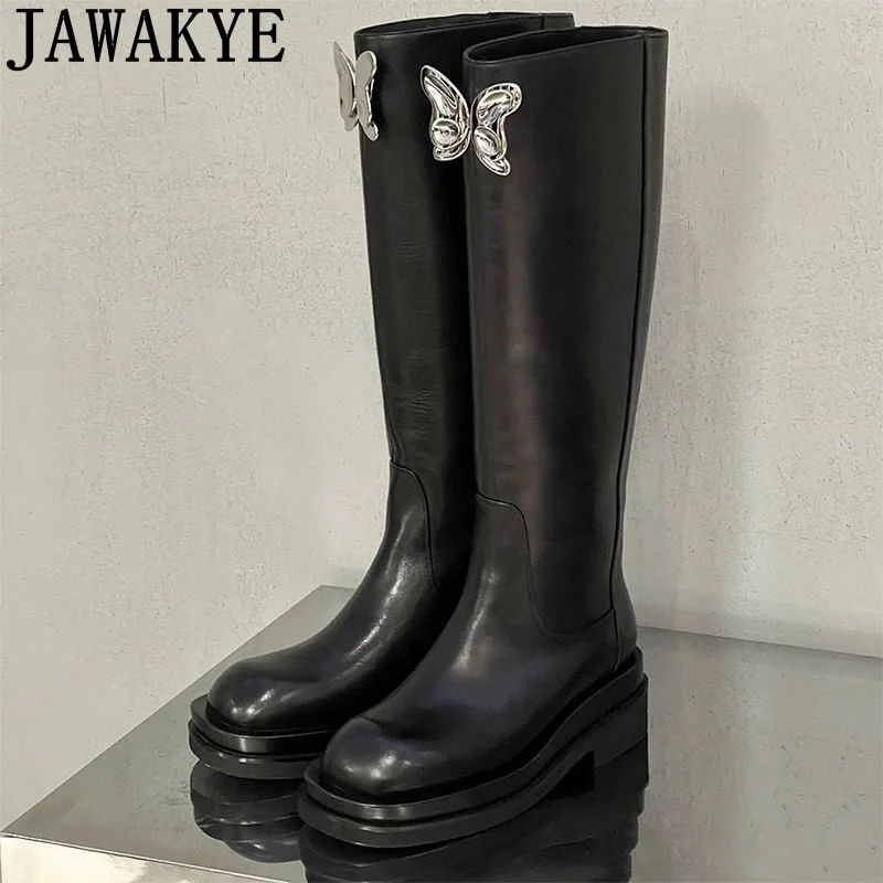 

Женские высокие сапоги без застежек, черные повседневные сапоги до колена из натуральной кожи на плоской подошве, модные рыцарские сапоги для осени