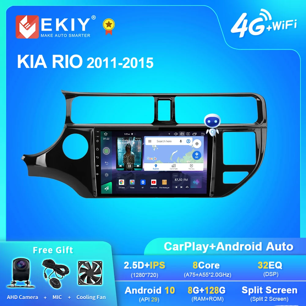 

EKIY Q7 Android 10 2 Din для KIA RIO 2011-2015 Автомагнитола мультимедийный видеоплеер GPS-навигация MP5 DVD колонки стерео Carplay