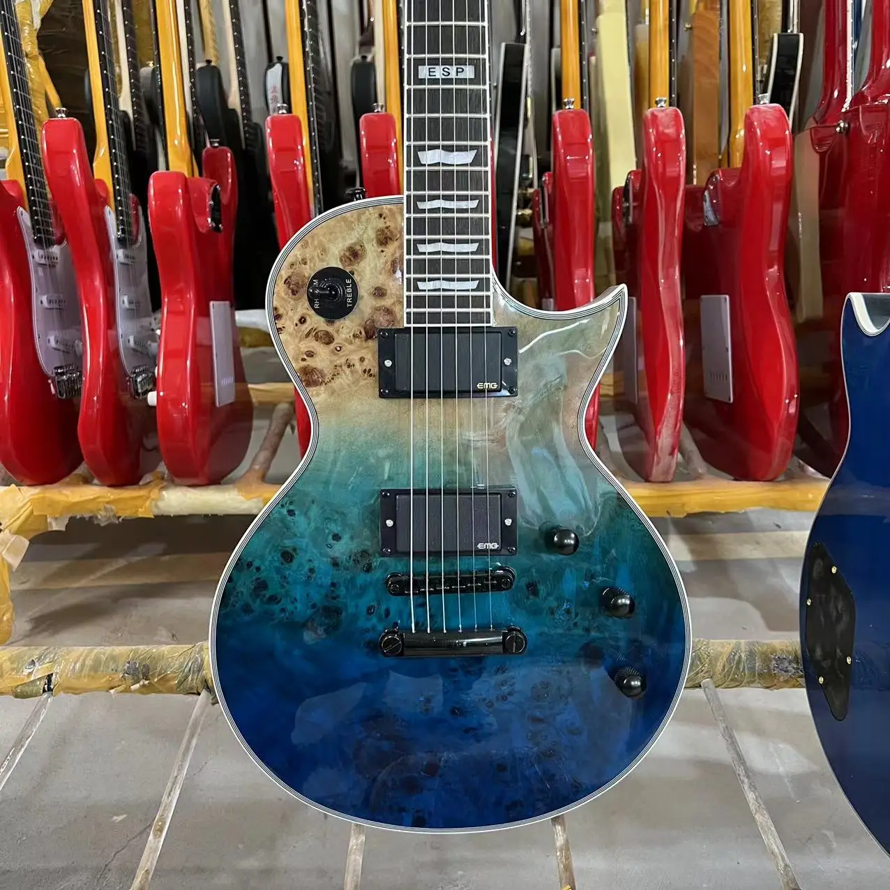 

ESP Electric Guitar Burl Maple Top Ocean Blue Sunburst Solid Body Rosewood Fingerboard High Quality Guitarra Free Ship