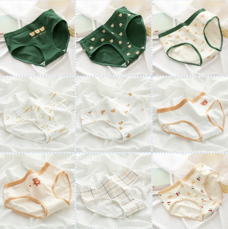 

Женское нижнее белье, хлопковое мягкое нижнее белье, Симпатичные Японские Женские трусы, бесшовные уютные Трусы средней посадки, Симпатичн...