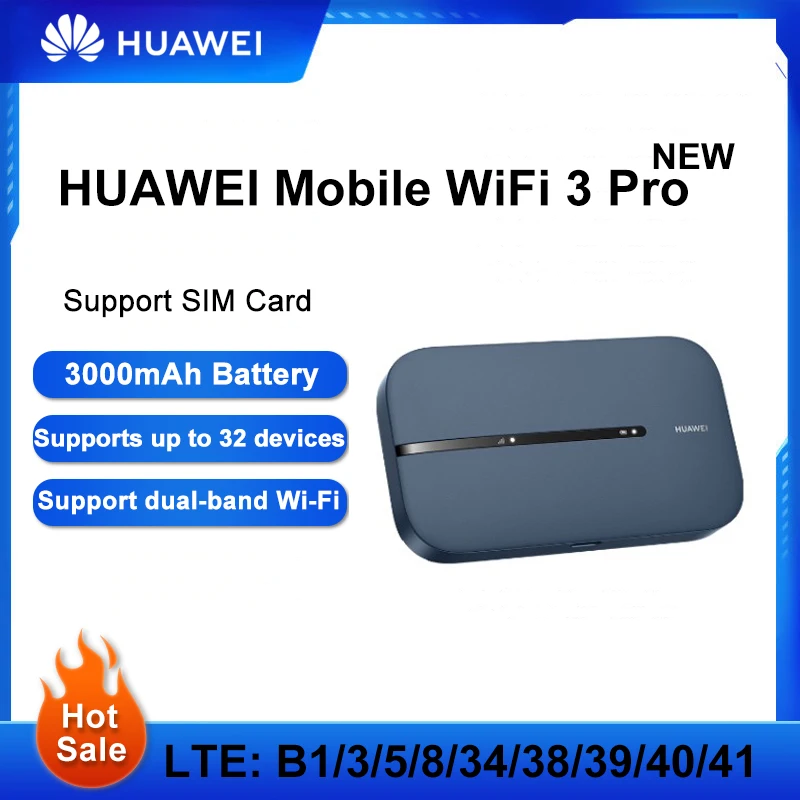 Original Huawei Wifi3 Pro Mobile Portable Wireless Network Router SIM Card Slot Cat 7  4G Router 3000 mAh Battery + 300Mbps