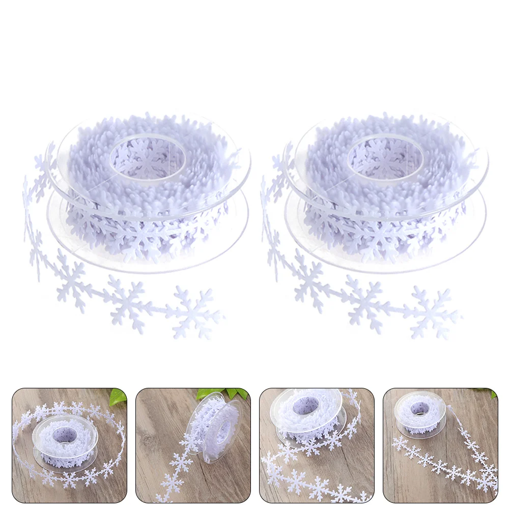 

Ribbon Christmas Snowflake Sewing Gift Lace Decorationwrapping Decorative Polyestergarland Tree Box Holiday Decor Wrap Roll