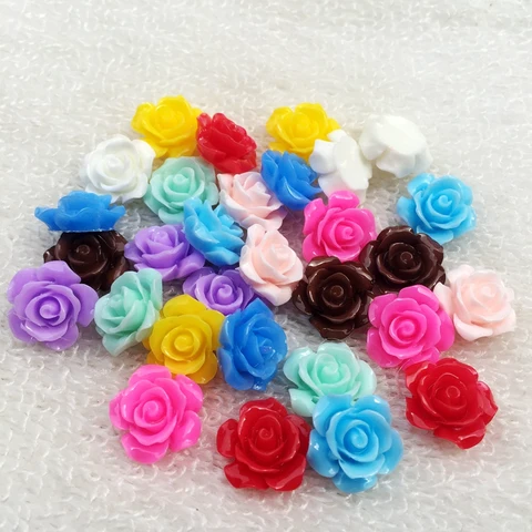 30 pcs culoare mixtă 15mm din spate cu rășini din spate cabochon scrapbook 3d rășină trandafir flori potrivite deconectare telefon DIY -B02