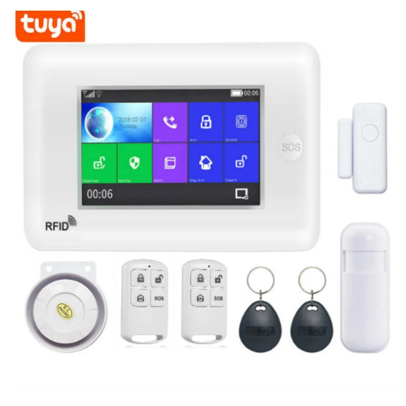 Security Alarm System for Home 4G Wifi Tuya Smart Life App Control Burglar Alarm Kit with Door Sensor work with Alexa