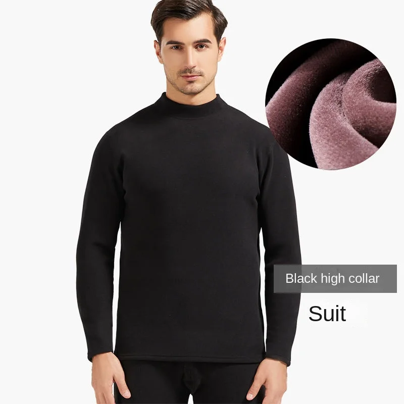 

Thick Thermal High Neck Man Warm Basic Pullover Tops & Pants High quality Thermal Underwear Winter Outdoor Keep Warm Clothing