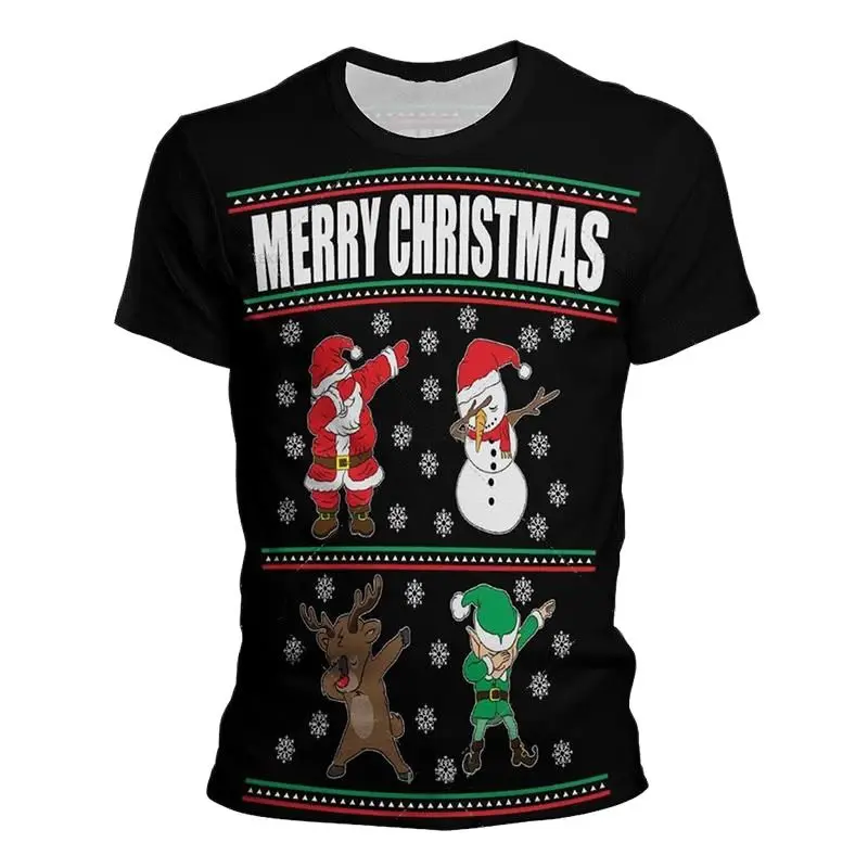 

Новая модная мужская футболка Рождественская серия Графический 3d-принт детская повседневная одежда с коротким рукавом и круглым вырезом Топ в стиле хип-хоп