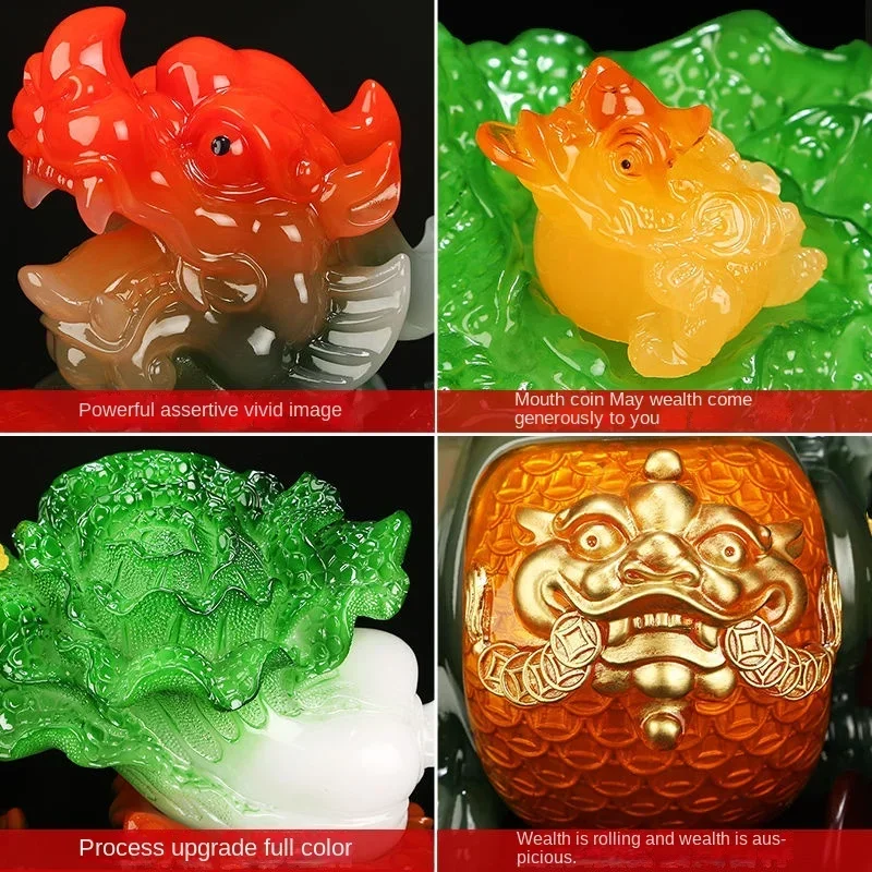 Украшения фэн-шуй Lucky Pixiu декор из нефритовой капусты офисный стол винный шкаф для