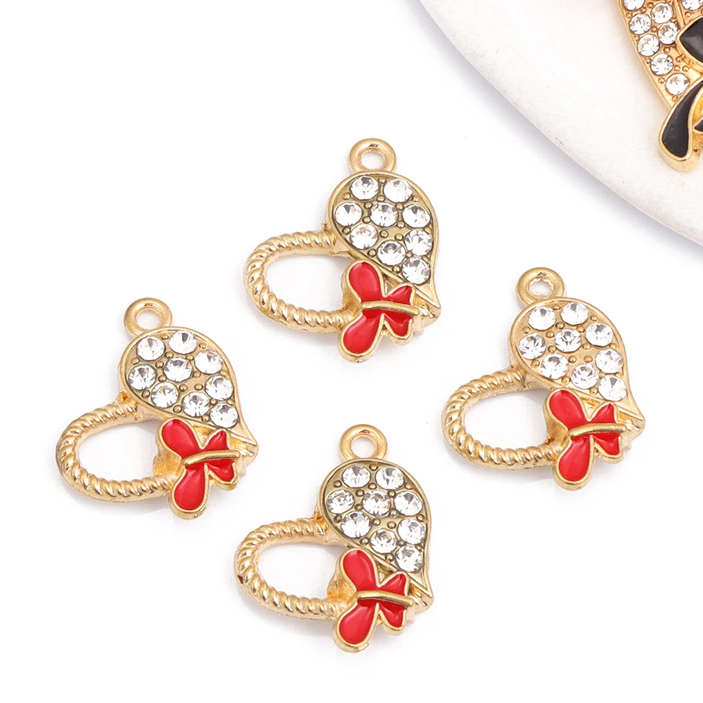 10 шт. позолоченные хрустальные бабочки животные очаровательные сердца кулон для