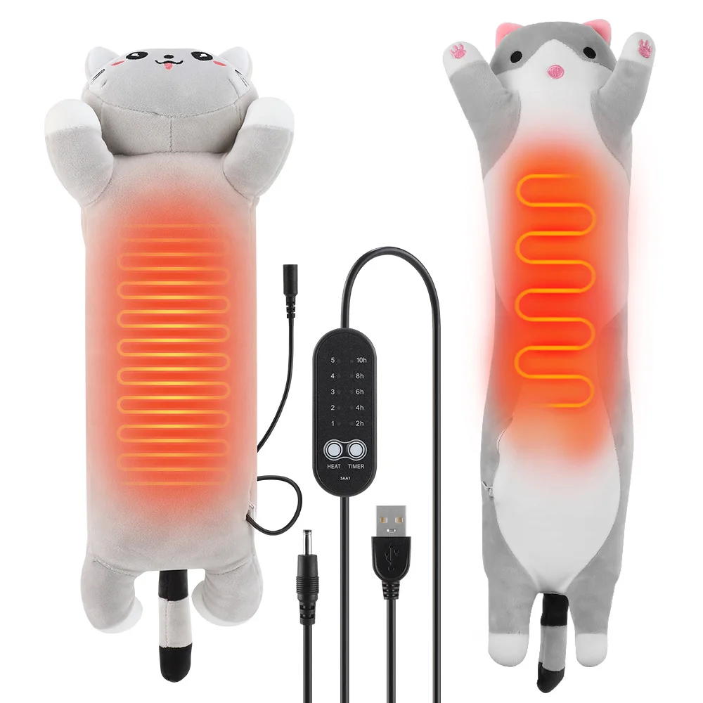 Фото USB-грелка для поясницы и живота в форме милого котика, плюшевая, для облегчения менструальных болей у женщин №1