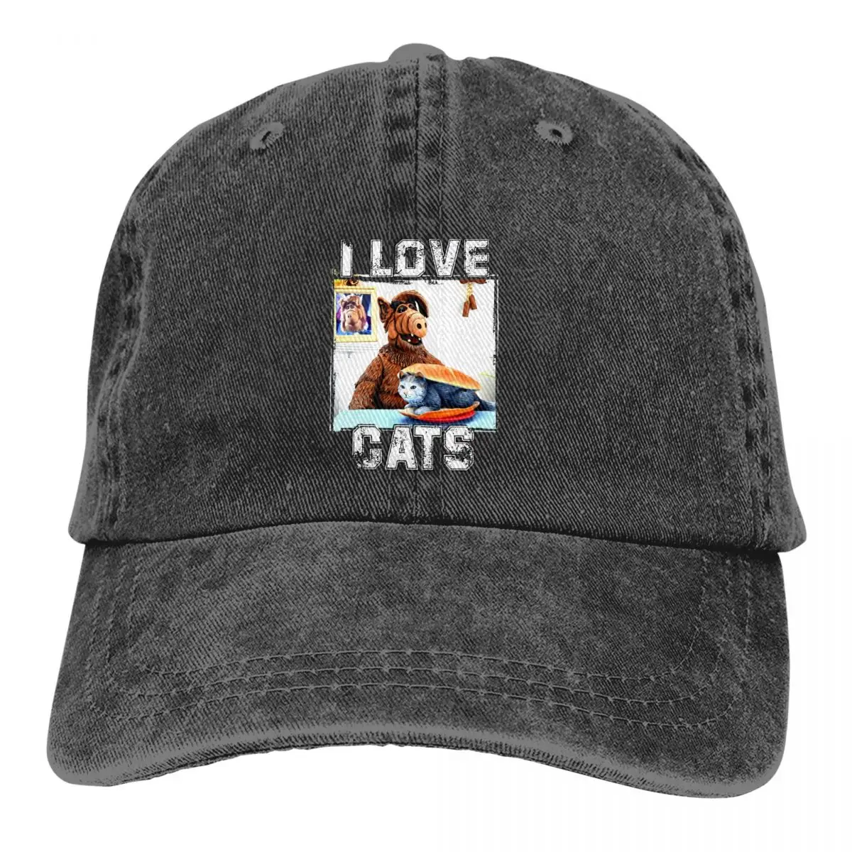 

Pure Color Dad Hats ALF The Animated Series TV I Love Cats Fan Art Classic Women's Hat Sun Visor Baseball Caps Peaked Cap