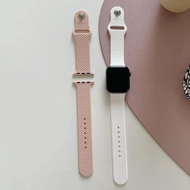 Soft Silicone Band For Apple Watch Series 7 6 5 4 3 2 SE Rubber Watchband Strap For iWatch 41MM 45MM 38MM 42MM 40MM 44MM