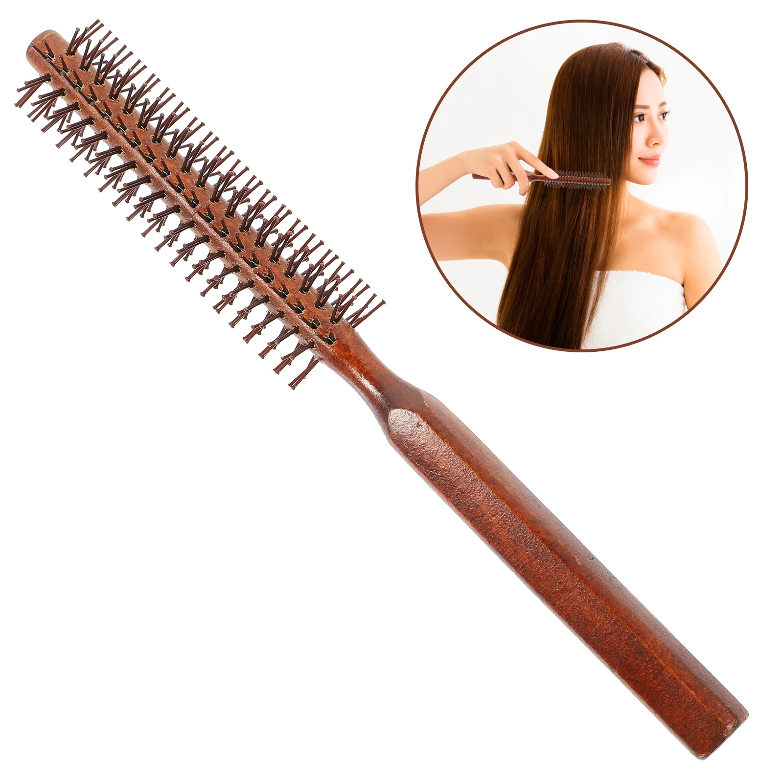 

Wooden Comb Styling Roller Hairbrush Portable Decorative Anti-static Women Bangs
