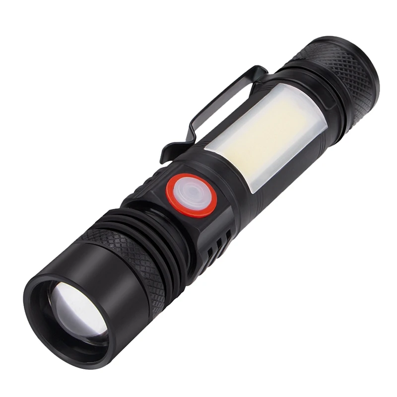 

Promotion! LED Flashlight Waterproof Flashlight Magnetic Torch Zoom T6+COB Flashlight With A Clip Portable Hand Light 18650 Batt