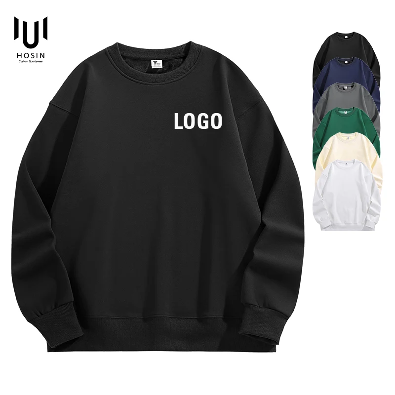 

2023 Very Thick Crew Neck Pullover Hoodie 500gsm Custom Logo Crewneck Sweatshirt for Men