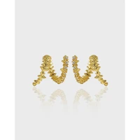 irregular zircon snake shaped texture s925 sterling silver studs earrings for women gold jewelry retro piercing cartilage ear