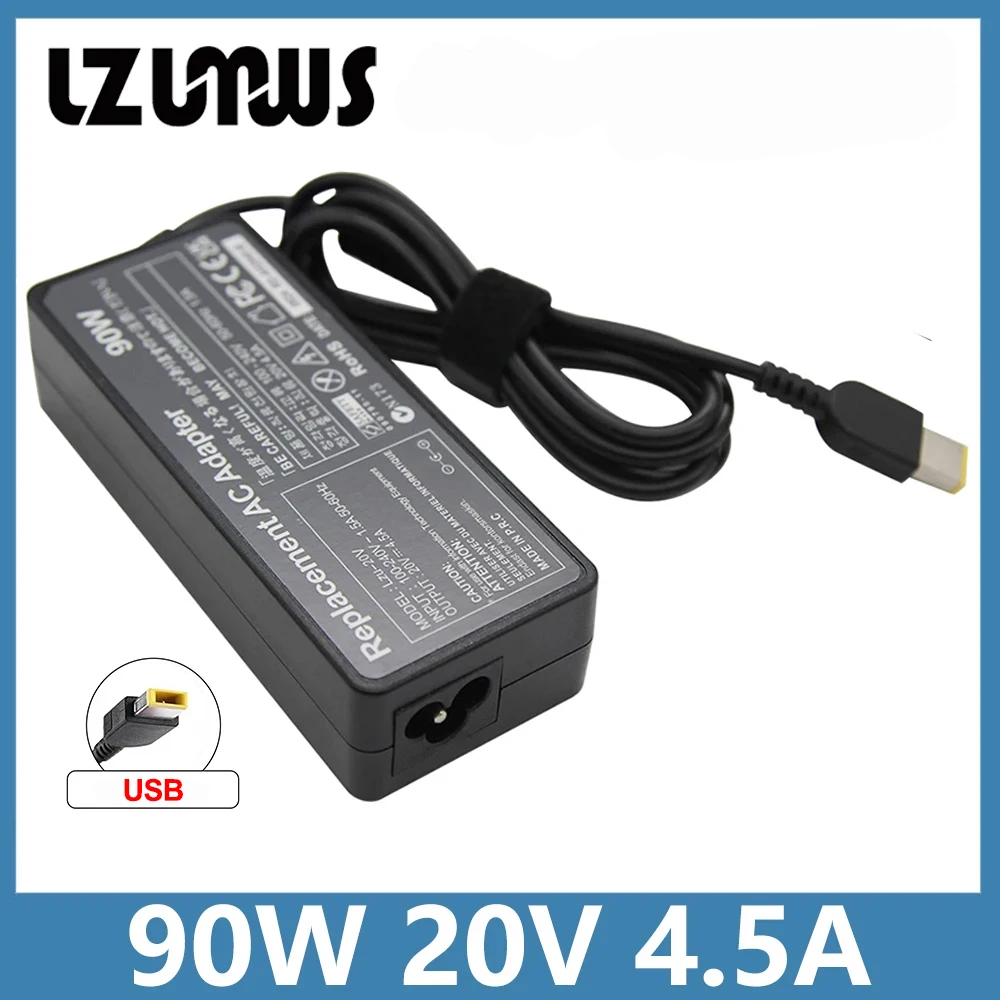 Фото Зарядное устройство USB AC для ноутбука, 20 В, 4,5 А, 90 Вт, адаптер питания для ThinkPad X1 Ultrabook Eraser B40 G50 M4400 M4450 Z50 Z505 №1
