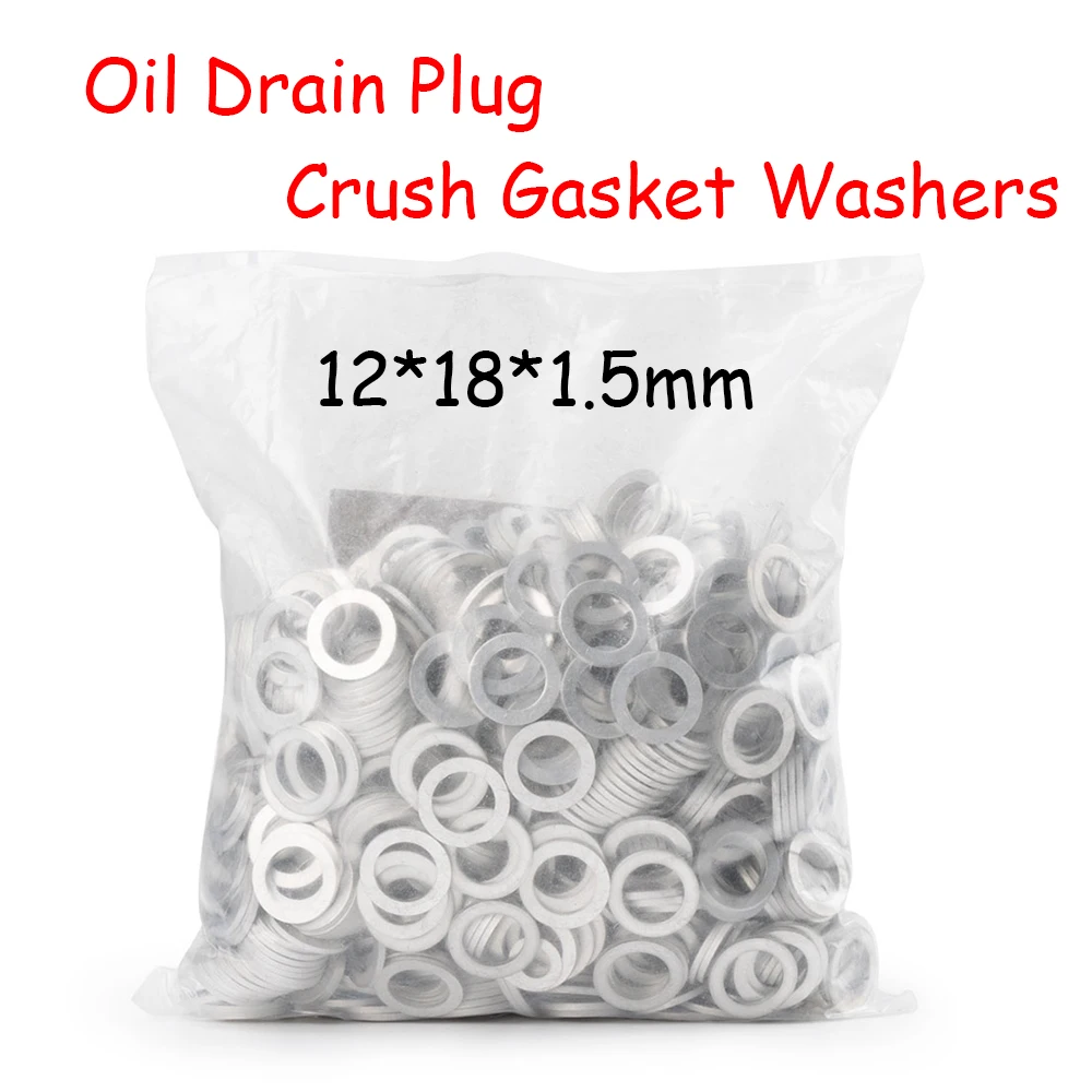 

50Pcs Engine Oil Drain Plug Crush Gasket Washers Seals Flat Washer Ring Gasket Sump Plug Oil Seal Fittings Washer 12*18*1.5mm