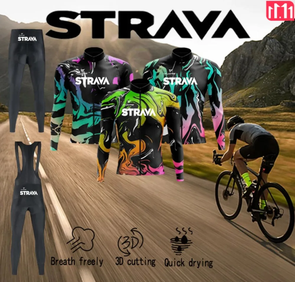 STRAVA Spring-Autumn Long Sleeve Suit Jacket Road Mountain Bike Tracksuit Camping Halloween Thanksgiving Christmas Gifts