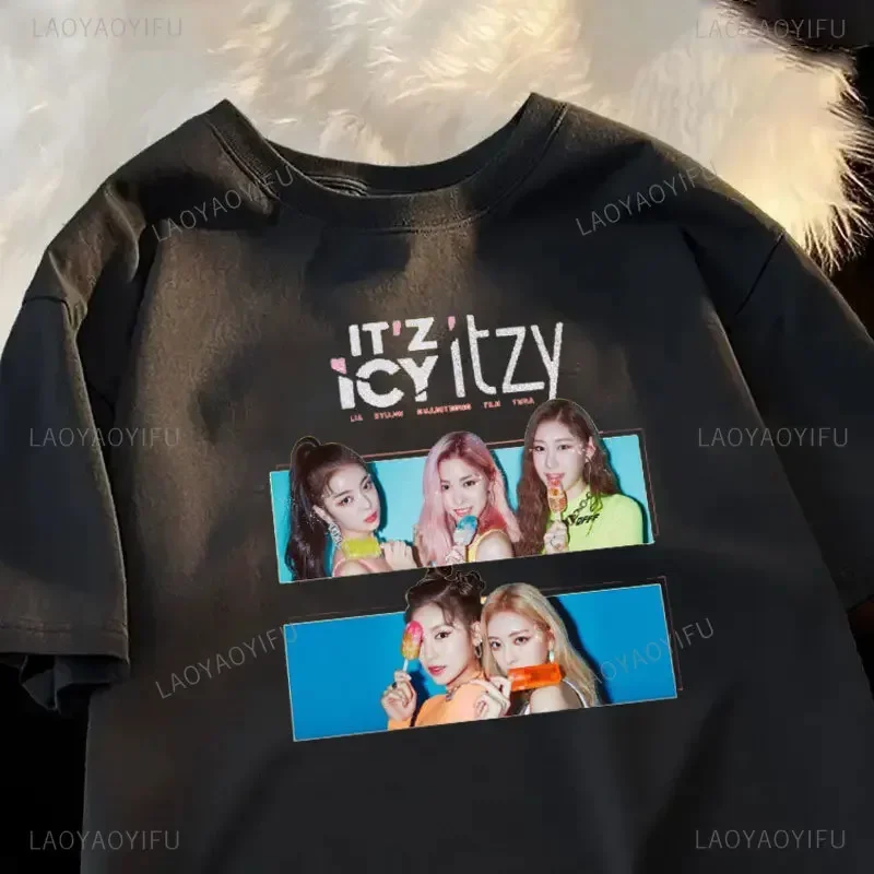 Футболка ITZY Itzy Cheshire Album хлопковая футболка Kpop Fashion Street Y2K популярная для женщин и