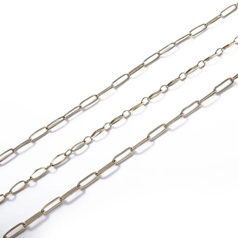 1MM Gold Stainless Steel Circle Oval Link Chain Necklace Paper Clips Link Chain for Jewelry Making DIY Necklace Bracelet Chain