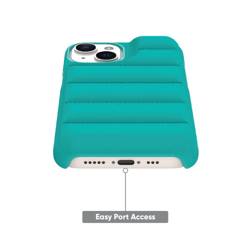 2023 new for Puffer Soft Quilted Phone Case for iPhone 14 and iPhone 13 - Teal