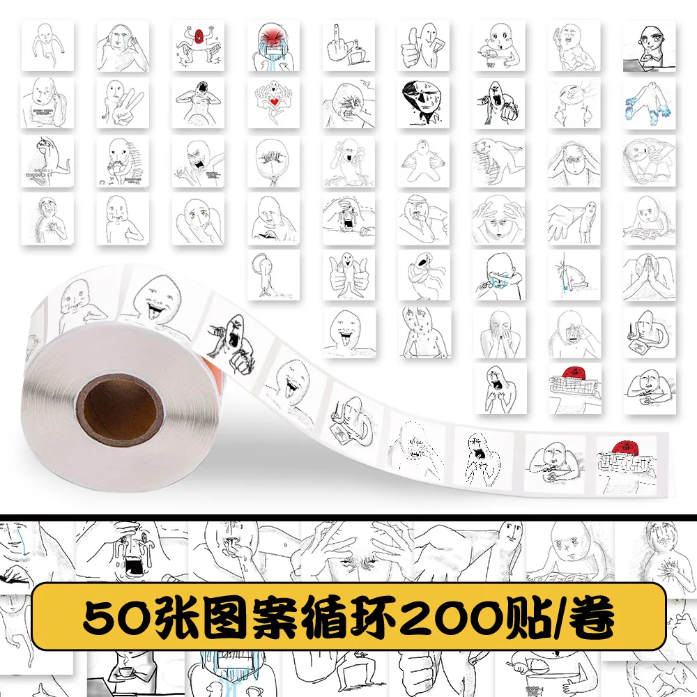 200 шт./рулон эмоциональная пародия аватар мультяшная уплотнительная наклейка