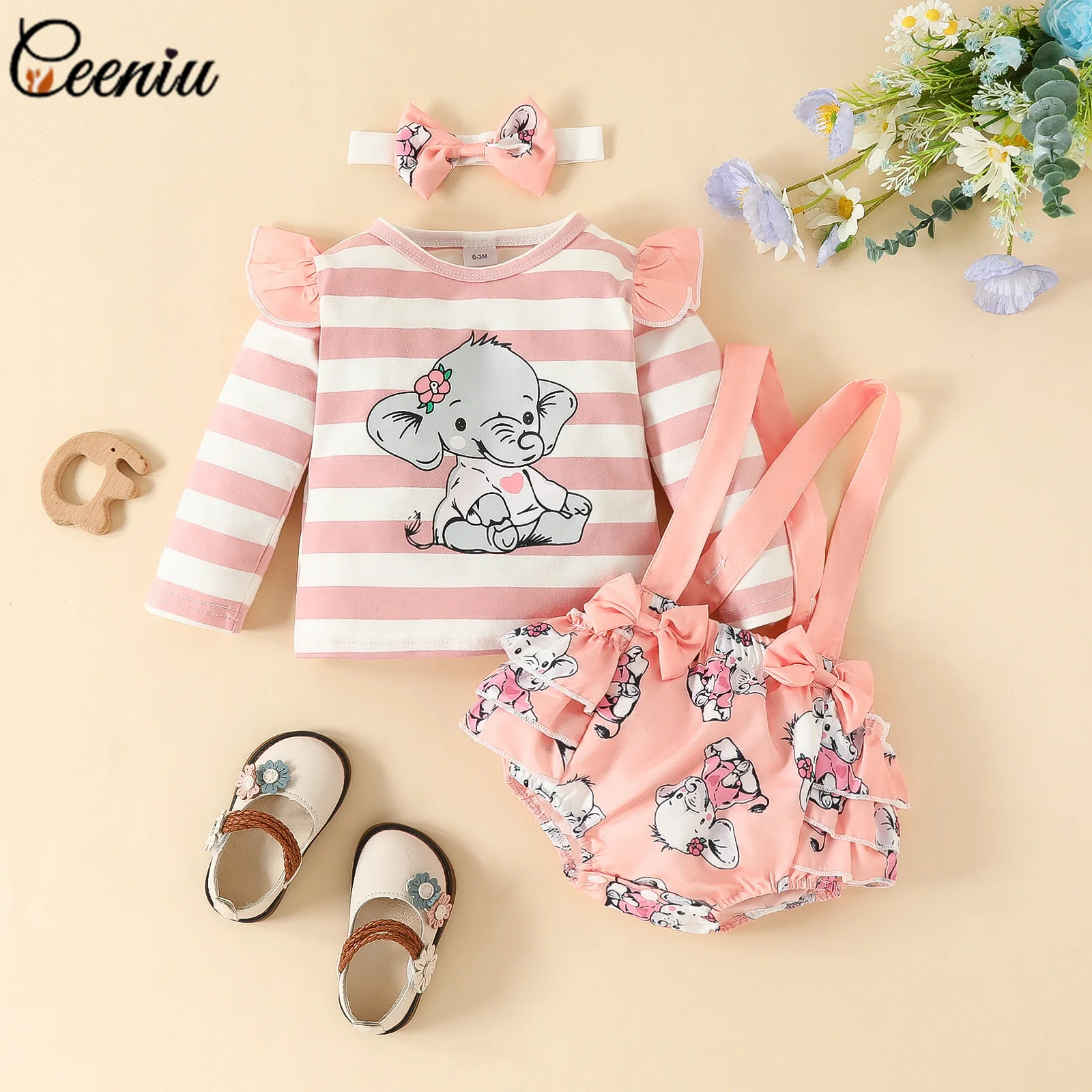 

Комплект одежды в виде слона для маленьких девочек от 0 до 18 месяцев