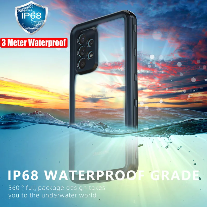 

Ip68 3 Meter Deep Waterproof Case For Samsung Galaxy A53 A33 A13 A12 A52 A42 A32 A51 A72 Diving Swim Outdoor Sports Anti-fall