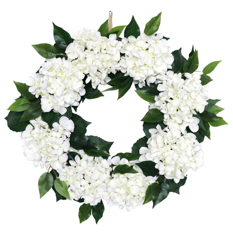

Artificial Hydrangea Wreath Spring Summer Wreath for Farmhouse Home Wedding Party Wall Windows Outdoor Decor