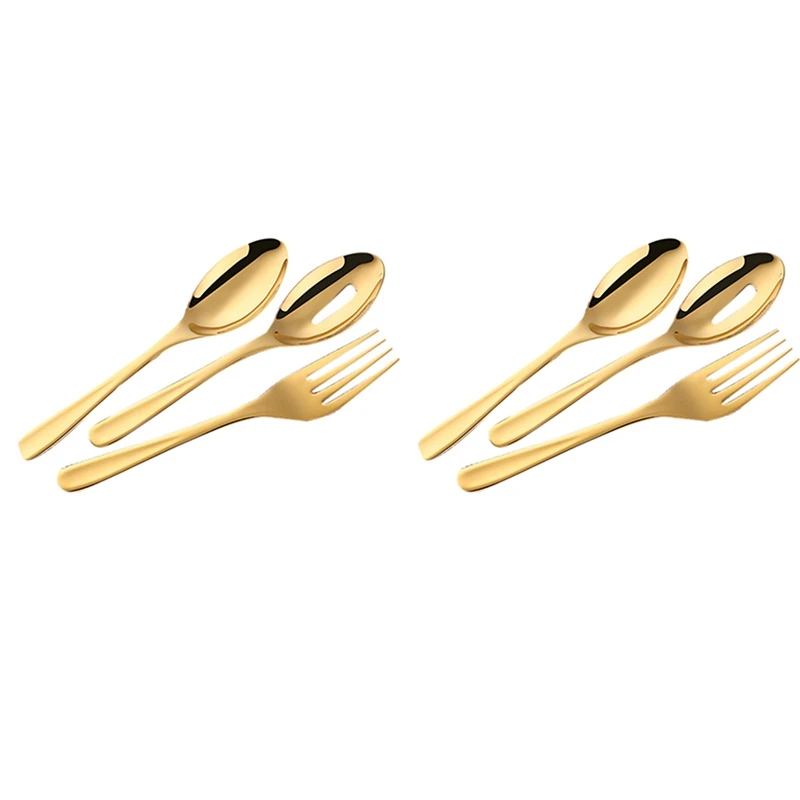 6 шт. нержавеющая сталь большой размер длинная ручка сервировочная салатная