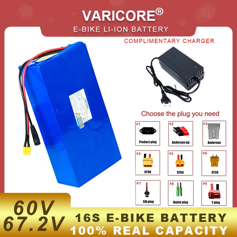 Аккумулятор для электровелосипеда, 60 В, 20 Ач, 30 Ач, литий-ионные батареи 18650, 1800 Вт, 2400 Вт, 3000 Вт, BMS, защита высокой мощности, комплект для преобразования велосипеда на выходе 50 А